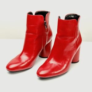 Red Patent Leather Mod Ankle Boots